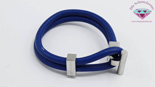 Blaues Anker-Armband mit Leder und Edelstahl, von Calvin Klein