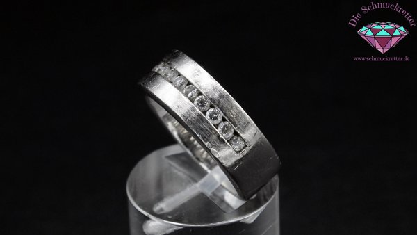 Breiter 925 Silber Ring mit vielen Zirkonia, Größe 52