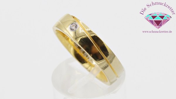 Vergoldeter Stainless Steel Ring mit Zirkonia, Gr. 57