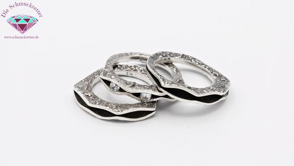 Außergewöhnliches 925 Silber Ringset (3 Ringe) mit Zirkonia, Gr. 56