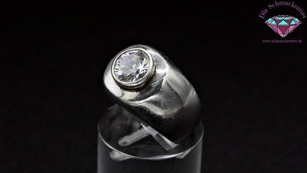 925 Silber Ring mit großem Zirkonia, Größe 50