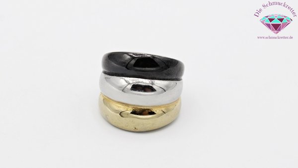 Breiter Stainless Steel Ring 'Tricolor', Gr. 56