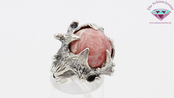 Außergewöhnlicher 925 Silber Ring mit Rhodochrosit, Größe 52