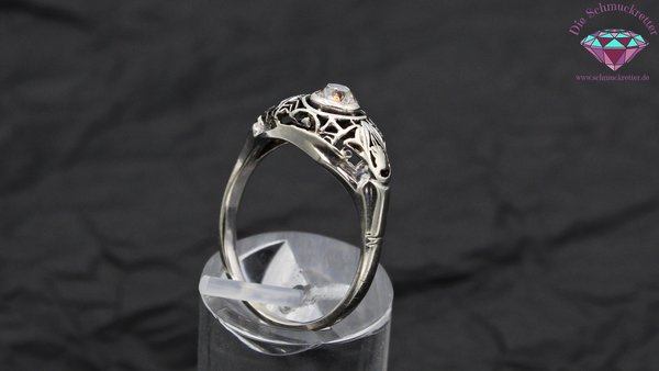 Antiker 585 Weißgold Art Déco Ring mit 0,6ct Diamant, Gr.58