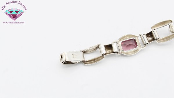 900 Silber Armband mit lila Schmucksteinen, 20cm