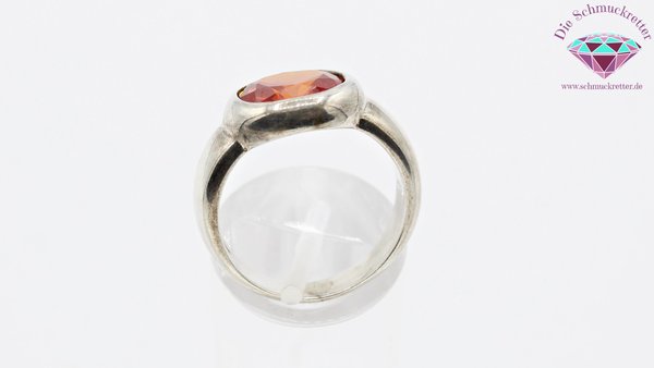 925 Silber Ring mit orangenem Schmuckstein, Gr. 56