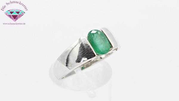925 Silber Ring mit großem Bahia-Smaragd, Juwelo Cavill Collection, Gr. 55