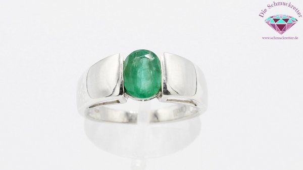 925 Silber Ring mit großem Bahia-Smaragd, Juwelo Cavill Collection, Gr. 55