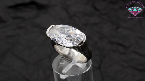 Massiver 925 Silber Ring mit Zirkonia, Gr. 54