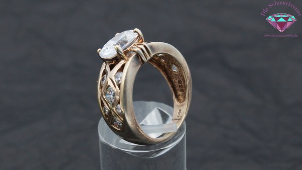 Rosévergoldeter 925 Silber Ring mit Zirkonia von Diamonique, Gr. 56