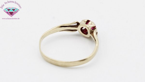 333 Gold Vintage Ring mit pinkem Korund, Größe 52