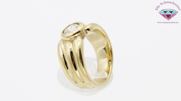 Breiter, vergoldeter Ring mit Zirkonia von Pierre Lang, Gr. 55