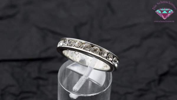 925 Silber Memory Ring mit Strass, Gr. 55