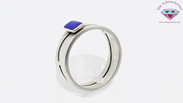 925 Silber Ring mit blauem Schmuckstein, Gr. 60