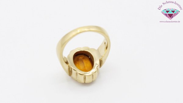 Massiver, vergoldeter Ring mit orangenem Schmuckstein von Pierre Lang, Gr. 55