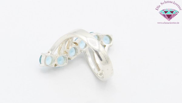 925 Silber Ring mit blauen Schmucksteinen, Gr. 58