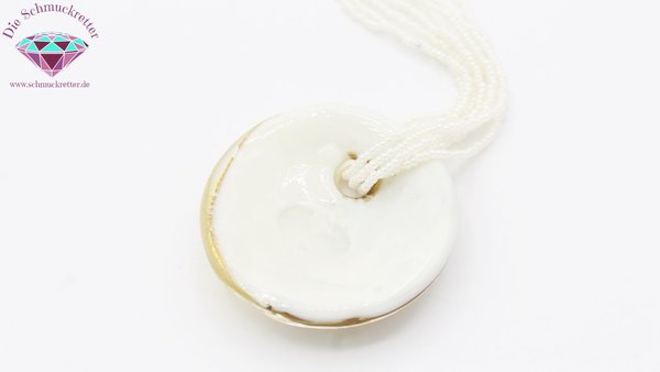 Mehrreihige Perlenkette mit Murano Glas Anhänger, 925 Silber
