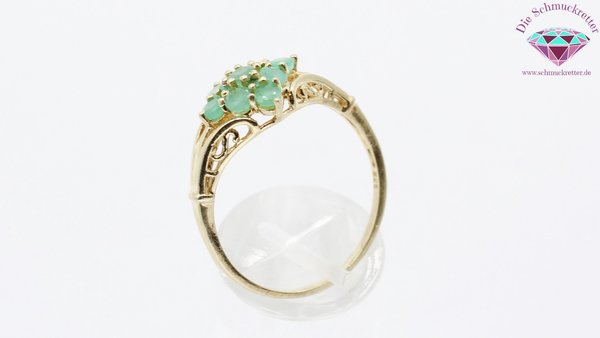 Vergoldeter 925 Silber Ring mit Smaragd, Gr. 67