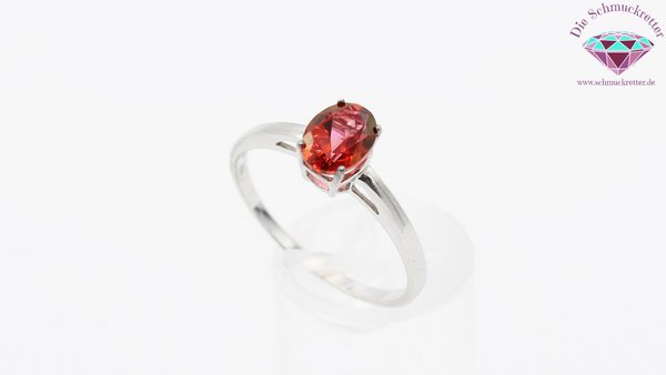 925 Silber Ring mit rotem Saphir, Größe 62