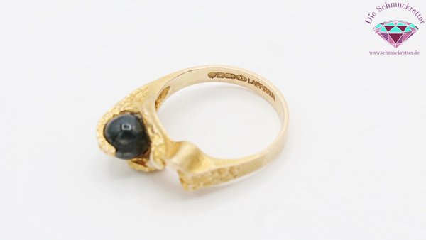 LAPPONIA - 585 Gold Ring mit Moosachat, Gr. 54