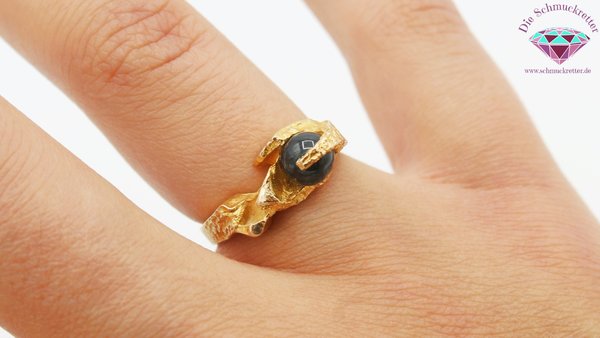LAPPONIA - 585 Gold Ring mit Moosachat, Gr. 54