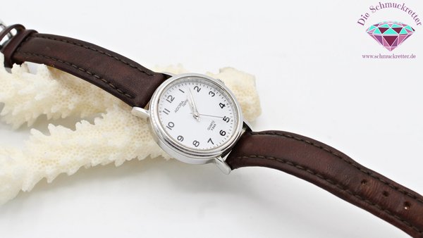 Armbanduhr mit braunem Lederband, Stainless Steel & Saphirglas von ADORA
