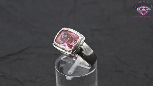 925 Silber Ring mit pinkem Zirkonia, Größe 55