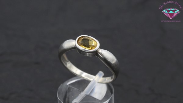 Schmaler 925 Silber Ring mit Citrin, Größe 60