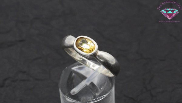 Schmaler 925 Silber Ring mit Citrin, Größe 60