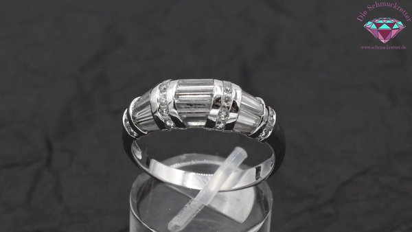 925 Silber Ring mit Zirkonia im Baguetteschliff, Gr. 60