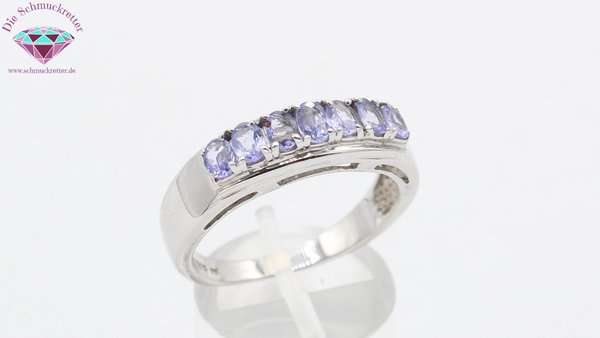 925 Silber Halbmemory Ring mit Tansanit von Harry Ivens, Gr. 63