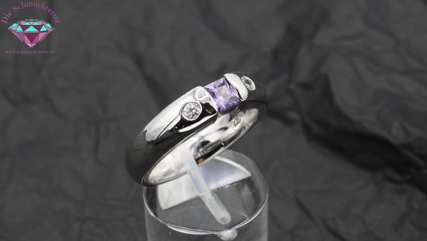 Massiver 925 Silber Ring mit Zirkonia, Gr. 60