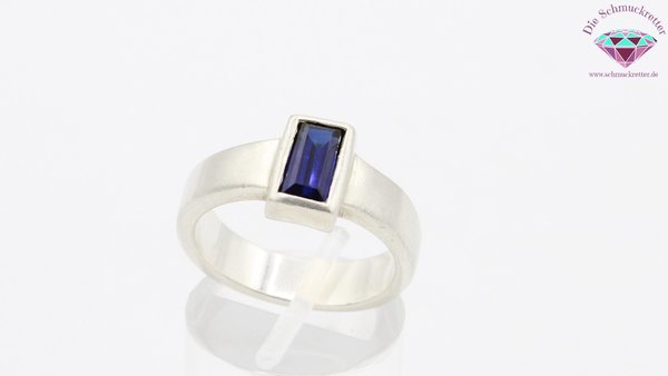 925 Silber Ring mit königsblauem Zirkonia, Gr. 56