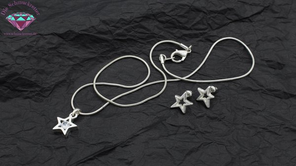 Silbernes Sternenset - Halskette + Anhänger & Ohrstecker