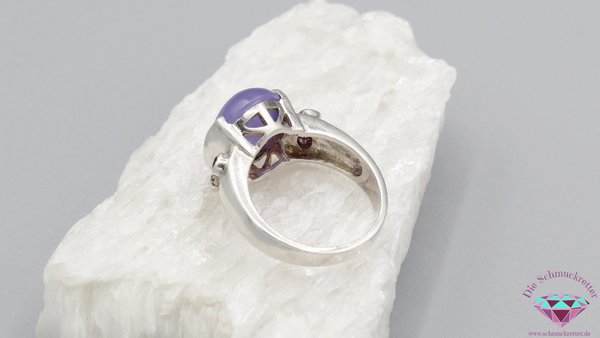 925 Silber Ring mit Amethyst & Lavendeljade von La Luna Design, Gr. 59