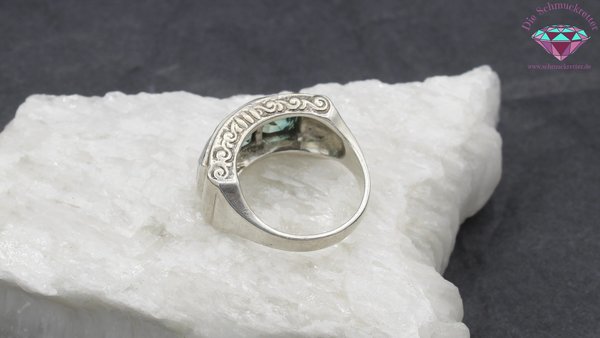 Antiker 835 Silber Art Déco Ring mit grünem Spinell *Anmerkung beachten*, Gr. 56