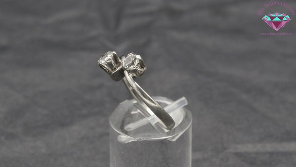 925 Silber Ring mit zwei Zirkonia, Gr. 58
