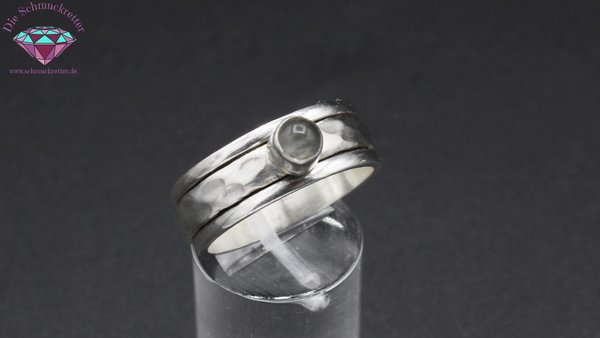 Drehbarer 925 Silber Ring mit Labradorit, Gr. 64