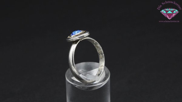 925 Silber Ring mit blauem Strassstein *Anmerkung beachten* Gr. 57