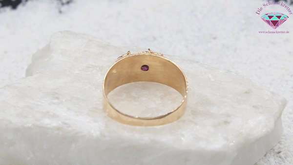 Antiker 585 Rotgold Ring mit Amethyst, Gr. 62