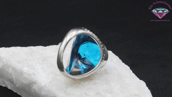 925 Silber Ring mit königsblauem Zirkonia, Gr. 57