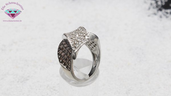 Breiter 925 Silber Ring mit dunklen & hellen Zirkonia von Diamonique, Gr. 60