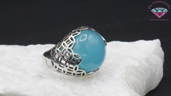 Massiver 925 Silber Ring mit blauer Jade von Merii, Gr. 55