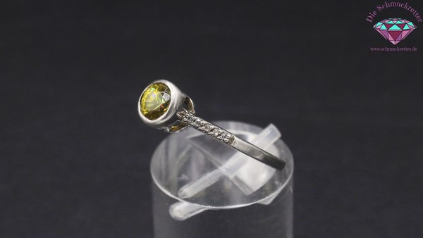 925 Silber Ring mit Feueropal & weißen Topasen, Gr. 55