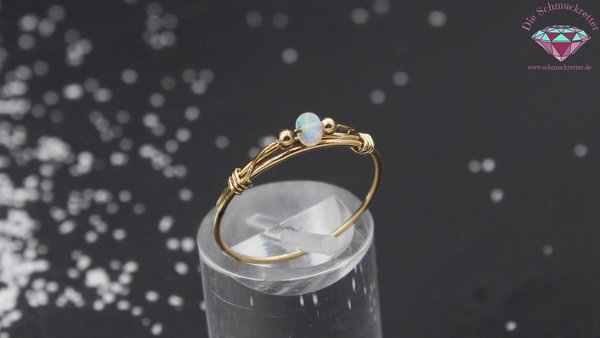 585 Gold Drahtring mit Welo Opal, Gr. 57