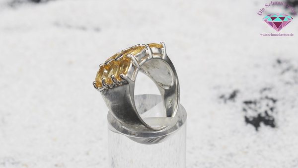 925 Silber Ring mit Citrin, Größe 50
