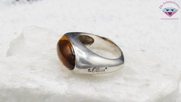 S.Oliver: 925 Silber Ring mit Glasstein, Größe 56