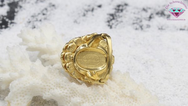 Massiver, vergoldeter Designer Ring mit Schmuckstein von Vendome