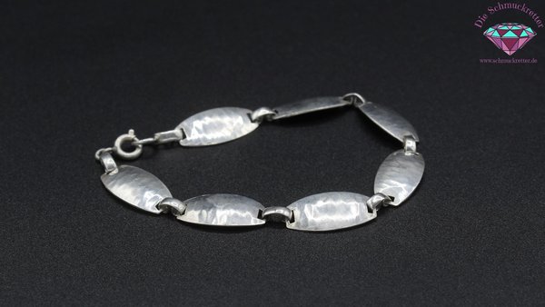835 Silber Armband mit Hammerschlag Dekor, 16,5cm