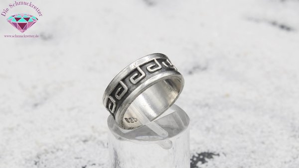 925 Silber Ring mit griechischem Mäander Muster, Gr. 52
